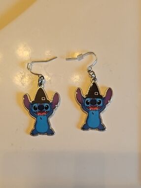 Disney Blue Stitch Witch Hat Hook Earrings for Kids